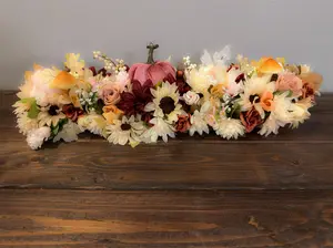 Fall Floral Candle Centerpiece 56 Handmade Table Garland with Candles for Thanksgiving Autumn Decor Dining Table Arrangement Flower Ornaments