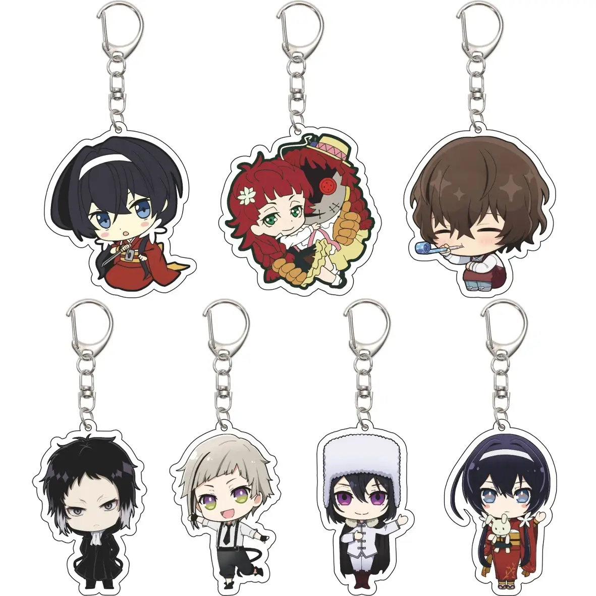 Bungo Stray Dogs Charm, Kyoka Izumi, Ryunosuke Akutagawa, Atsushi Nakajima, Chuuya Nakahara Keyring