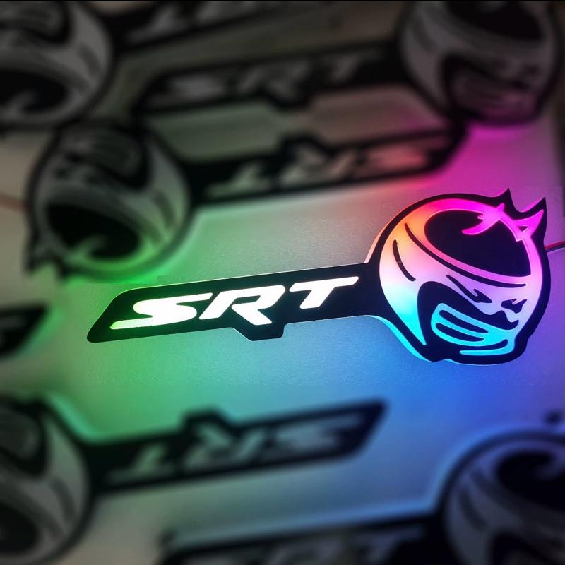 Halo Lit Letter - Stainless Steel Dodge SRT Scat Bee LED Grille Emblem RGB Flow-Series Frosted Lens App & Remote Dual Control 120+ Effects