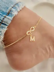 Women's Stainless Steel Chain Anklet Bracelet, Fashion Zirconia Infinity Symbol Initial Pendant Jewelry Accessory, Trendy Jewelry, Durable & Stylish Design for Daily Wear, Elegant Fashion Accessories, Versatile Accessory