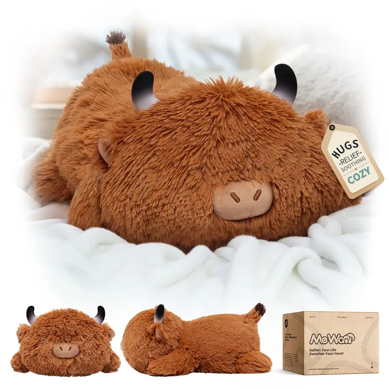 Mewaii 13-in Polyester Cute Cow Plush Pillow - Unisex Soft Cushion, Kawaii Squishy Toy, Kids' Cuddly Lap Buddy Gift, 13-Inch