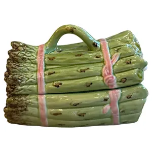 Vintage Asparagus Ceramic Tureen with Lid & Spoon (Made in Portugal)