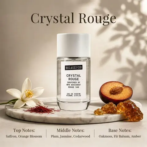 Declassified Crystal Rouge ORIGINAL | Amber Woody Eau de Parfum | Saffron, Plum, Jasmine, Cedarwood & Amber | 100ml Unisex Perfume
