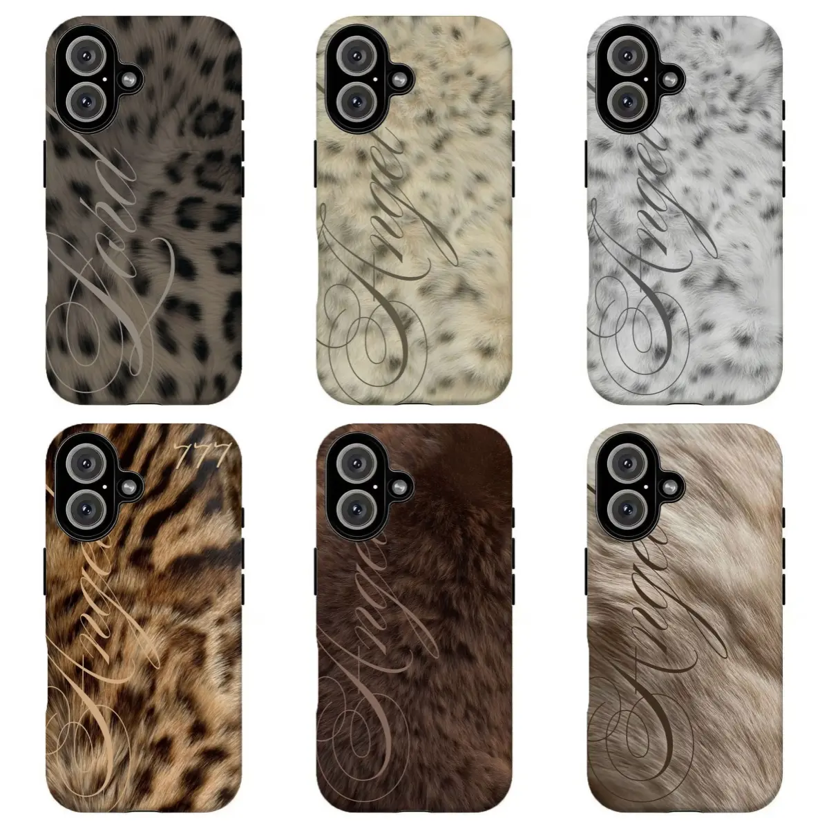 Coquette Leopard Print "Angel" Cursive Phone Case|Y2K Neutral Brown & Beige "Angel" Aesthetic Protective Cover For iPhone 17 Pro Max 16 15 14 13 12 11 for Samsung S21 S22 S23 S24 S25 S26 Phone Case|Gift For Her/Him