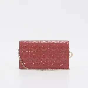 Pre-owned Dior Patent Crossbody Bags Trotter Lady Chain Wallet BGP207044