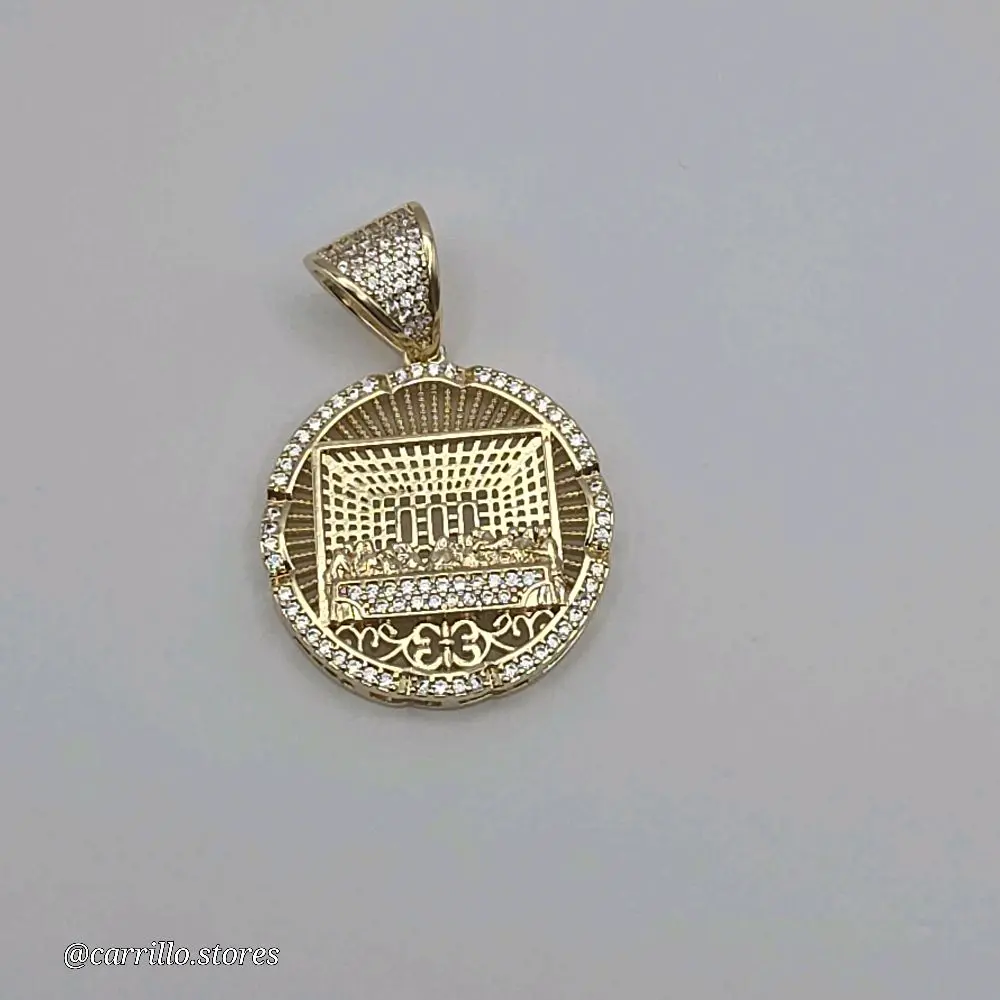 THE LAST SUPPER beautiful pendant with clear stone's gold-plated NO CHAIN