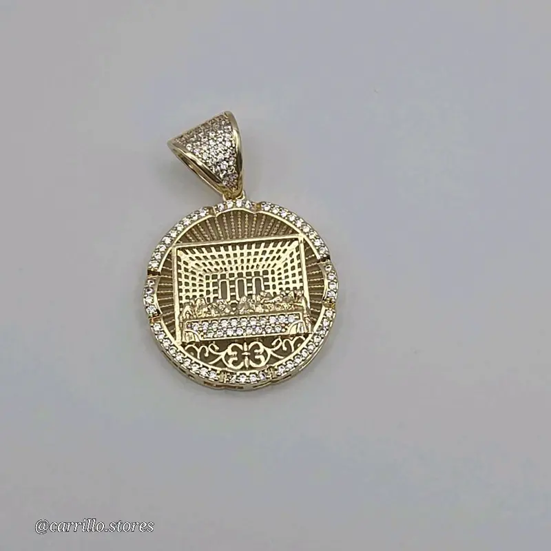 THE LAST SUPPER beautiful pendant with clear stone's gold-plated NO CHAIN