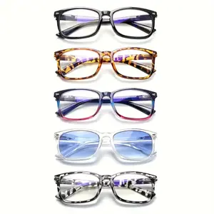 5 Pack Trendy All Match Blue Light UV400 Clear Reading Glasses Adjustable Spring Hinges Ultra Clear Lenses MultiColor Frame HD Daily Durable Lightweight