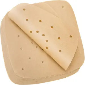 200 count Air Fryer  Paper Disposable Liner 8.5inch,  Perforated for Air Fryer, Streamer, Pans, No , Easy Cleanup (Brown)