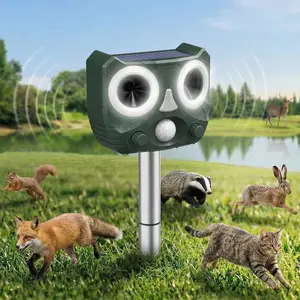 Solar Powered Outdoor Animal Repeller, LED Alarm Bird Cat Repeller, Infrared Ultrasonic Mouse Repeller, Sjz-119 Model