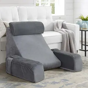 Comfortable Coral Velvet Reading Pillow Soft, Compressible Back Support for Bed Chair TV Gaming, Ideal Backrest