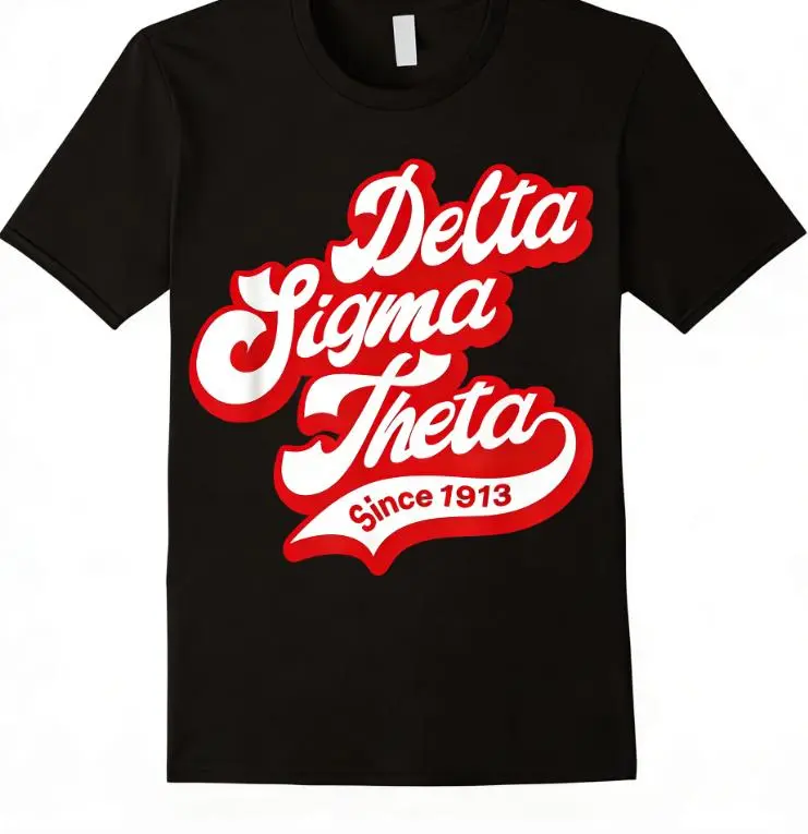 Unisex 100% Cotton Delta Sigma Theta Since 1913 Letter Print T‑Shirt, Sorority Casual Tops