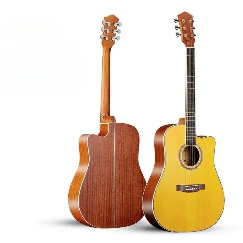 BADASS 41-Inch 6-String Acoustic Guitar, Sapele Body with Okoume Fingerboard, Natural Spruce Color, Includes Case, Anti-Gravity Strap & Accessories for Comfortable Playability