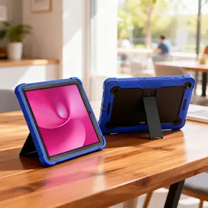 T-Mobile REVVL Tab 2 Android 15 Tablet 10.1-inch Case, Heavy-Duty Shockproof Protective Cover with Stand, Kid-Friendly, Thick Shock Absorption at Four Corners, Blue + Black