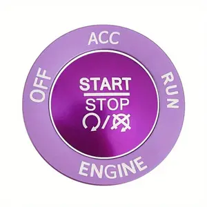 Push Start Stop Button Cover Trim for 2015-2021 Dodge Challenger Dodge RAM 1500 Dodge Charger, Aluminum Alloy, Purple