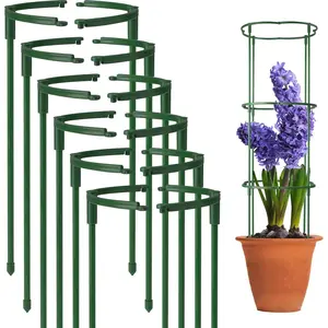 12-Pack Half Round Plant Stakes, Stackable 3-Tier Support, for Indoor/Outdoor Plants Like Tomatoes, Monstera, Peonies, Hydrangea
