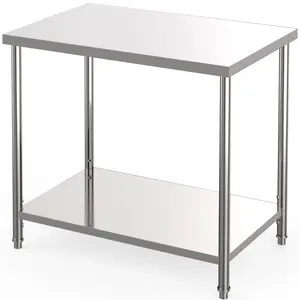 Stainless Steel Utility Table, 36" x 24" Heavy-Duty Rolling Workbench with Adjustable Undershelf & Locking Casters, 2-Tier Commercial Metal Work Table for Office, Warehouse, Workshop, Kitchen, Garage
