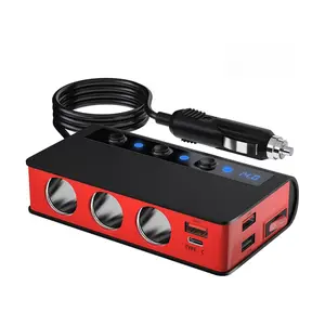 7 in1 Cigarette Lighter Splitter with 180W 3-Socket and QC3.0 18W Charging Ports, Car Cigarette Lighter for Dash Cam, GPS, iPad/Laptop/Phone