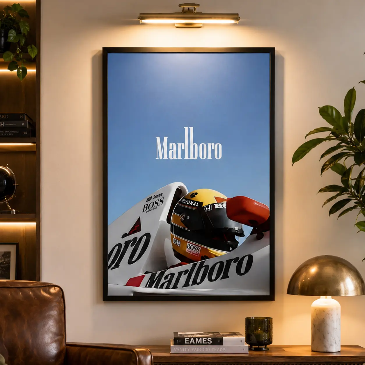 Vintage Ayrton Senna Marlboro Canvas Print Poster, Marlboro Art Fashion Decor For Bedroom Living Room Office Dorm