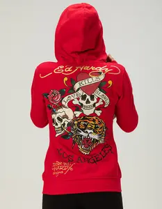 ED HARDY Dagger Roses Womens Long Zip-Up Hoodie