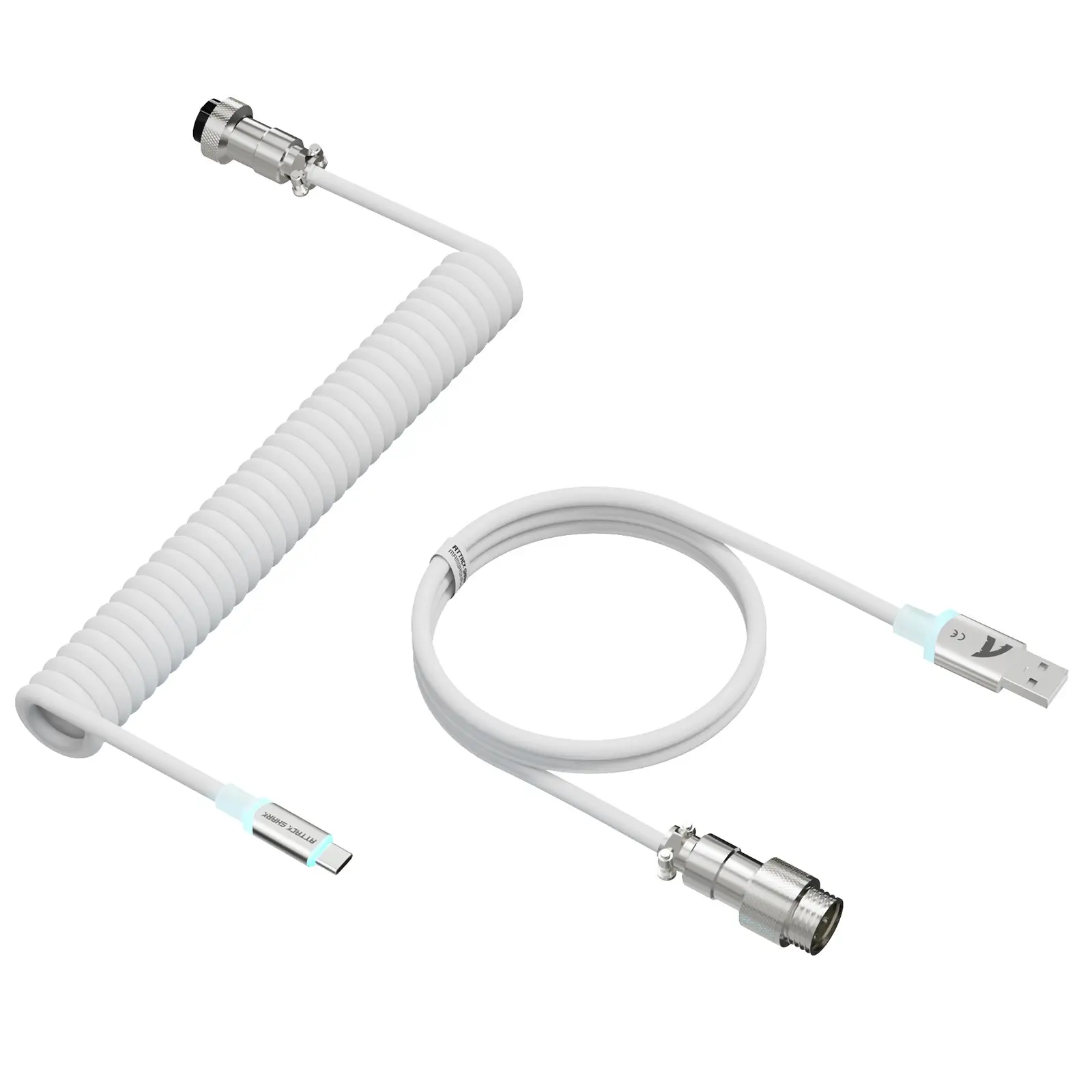 Attack Shark C01 Ultra RGB Keyboard Cable, 2m Type-C to USB-A, Dual Braided Design, Detachable Metal Connector, for PC Gamers