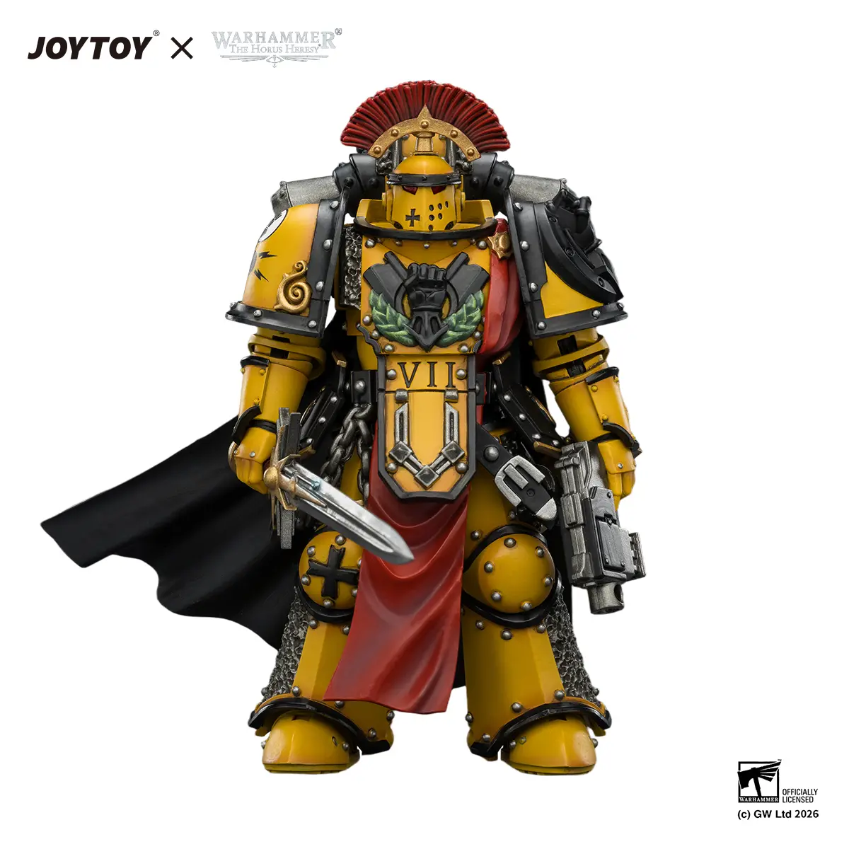 JOYTOY Warhammer The Horus Heresy 1/18 Imperial Fists Legion Praetor Action Figure, Mk III Armour, Power Sword, Bolt Pistol, Collectible Figurine, Gaming Collectibles JT04216