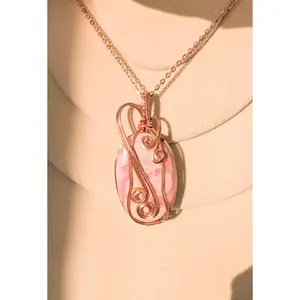 Raw Copper Rhodochrosite Pendant Necklace – Emotional Healing & Heart-Centered Energy