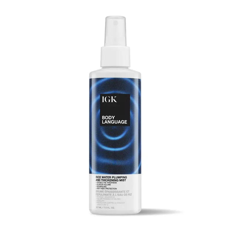 IGK BODY LANGUAGE Rice Water Plumpkin & Thickening Mist | Weightless Primer, Detangles + Hydrates | Vegan + Cruelty Free + Comfort | 207ml | 7 oz