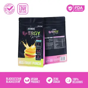 Just Move Pre Workout -  Fruit Punch Energy Rush - Vegan (Plant Based), Organic, B12 Vitamins, Hydration, Lions Mane, Beet Root Powder, Keto, Dairy Free, 30 Servings