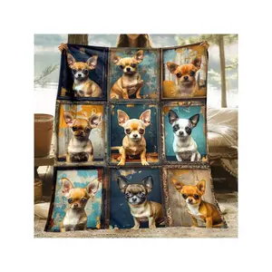Vintage Chihuahua Collage Flannel Throw Blanket – Adorable & Cozy Dog Lover’s Essential