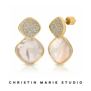 Pretty Pearl w/CZ Drop Earrings