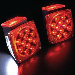 12V Submersible Square Led Trailer Light,Red LED Stop Turn Tail License Brake Running Light Lamp for Trailers Under 80" Boat Trailer Truck Marine Camper RV Snowmobile,IP68,DOT Compliant
