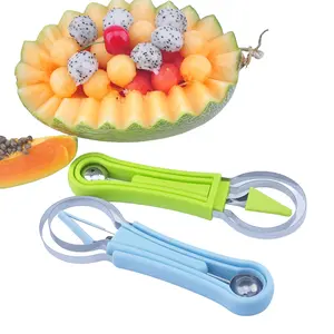Melon Baller Scoop Set,4 in 1 Fruit Cutters Shapes, Watermelon Scooper Fruit Scooper and Baller, Fruit Carving Tools