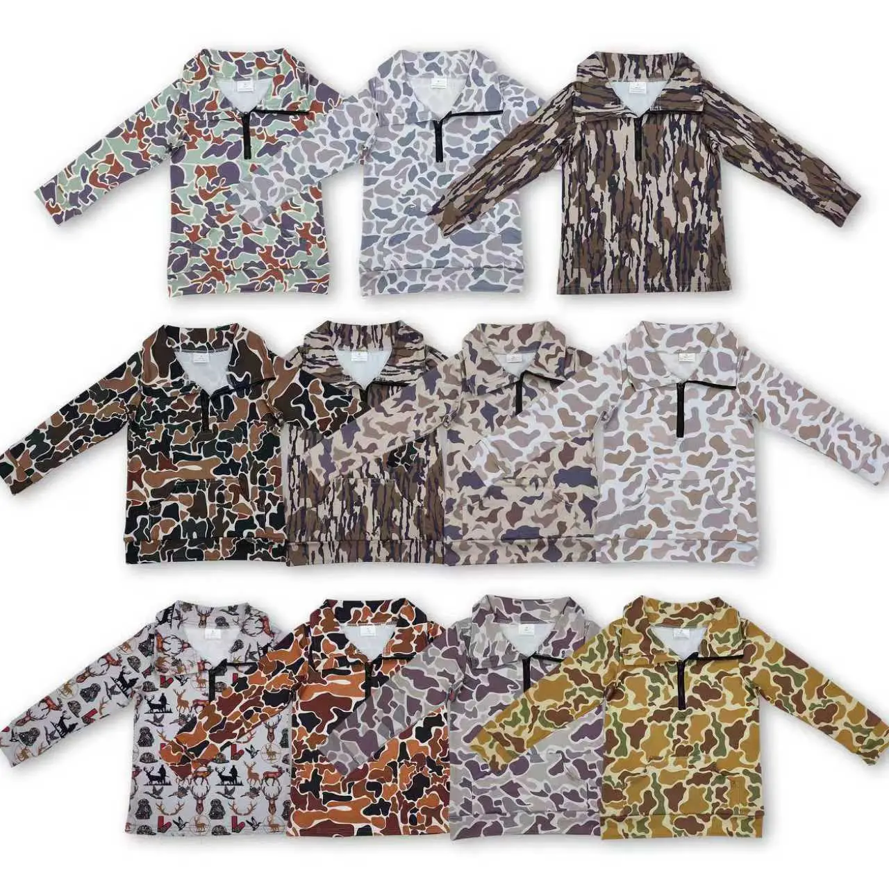 C Boy Camo Pollover Hunting Clothes Winter Half Zip Shirts
