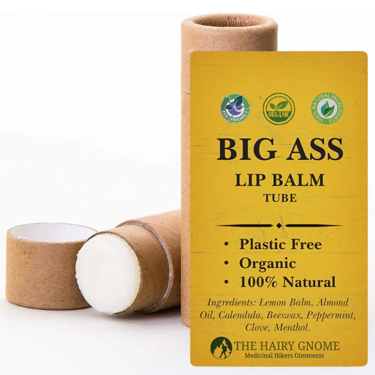 Serendipitous Summer Farms The Hairy Gnome 4-Pack Lip Balm, Peppermint-Menthol Herbal Organic Plant-Based Stick with Calendula Oil, Hydrating Zinc-Infused Sun Protection for Soothing Chapped Lips, Biodegradable Eco-Friendly for Adults