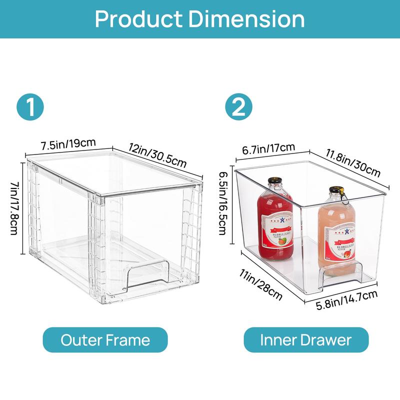 【New Year Hauls】VTOPMART 6 Pack Stackable Clear Drawer Organizer for Organizering Nursing Bottles,Candy,Snacks,Makeup,Cosmetics,Tampons,Medicines,Pantry,Under Sink,Closet,Bathroom, with Free Stickers