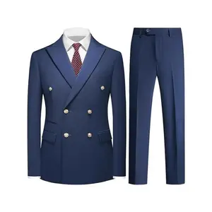 Groom wedding double row gold buttons high-end dress men's suit suit high-end sense business dress slim handsome
