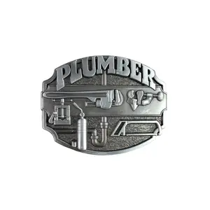 Antique Silver Plumber Trades Tradesman Belt Buckle