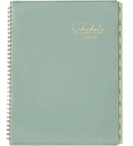 2026 Planner - Business Planner 2026, 3-Tier Schedule Planner Notepad, JAN 2026 - DEC 2026, 2026 Appointment Book, Daily Planners, 8.74" x 11.38", 60 Minutes Intervals + Monthly Tabs + Leather Cover + Pocket - Pea Green