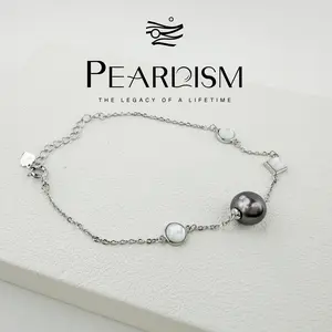 【Live】PEARLISM Dainty Everyday Edison Pearl Bracelet | 8-9mm, 925 Silver Mixed-Shape Hypoallergenic-AFEB006