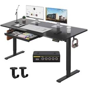 [Gamork] Electric Standing Desk with Drawers Storage, 3 Height Memory Settings, Gaming Desks for Home Office & Video Editing