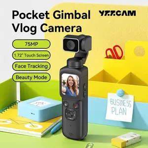 Pocket4K Pocket HD Handheld Vlog Gimbal Camera with Smart Face Tracking and Anti-Shake Features—Ideal for Beginner Photography Enthusiasts. Includes a 32GB memory card and card reader, with wireless transfer to smartphones via Wi-Fi.