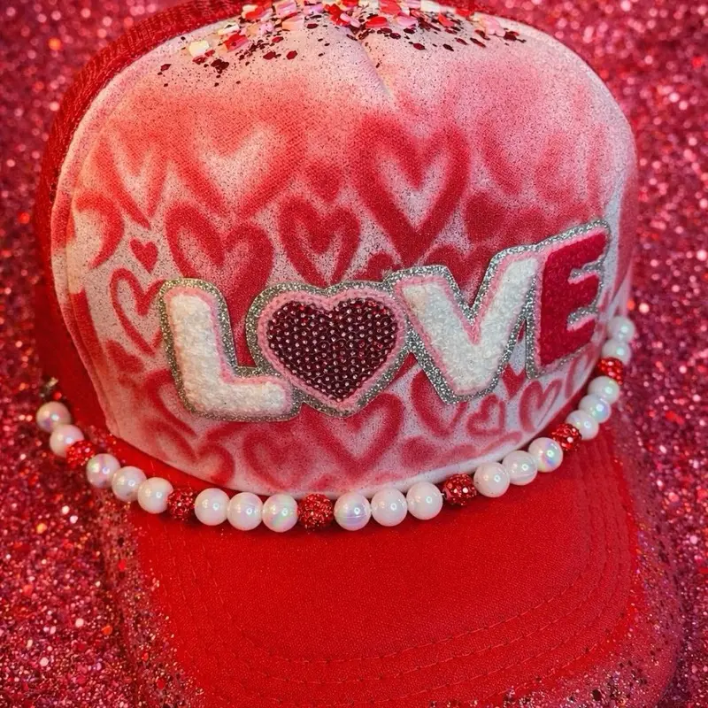 Hand-Painted LOVE Trucker Hat Valentine’s
