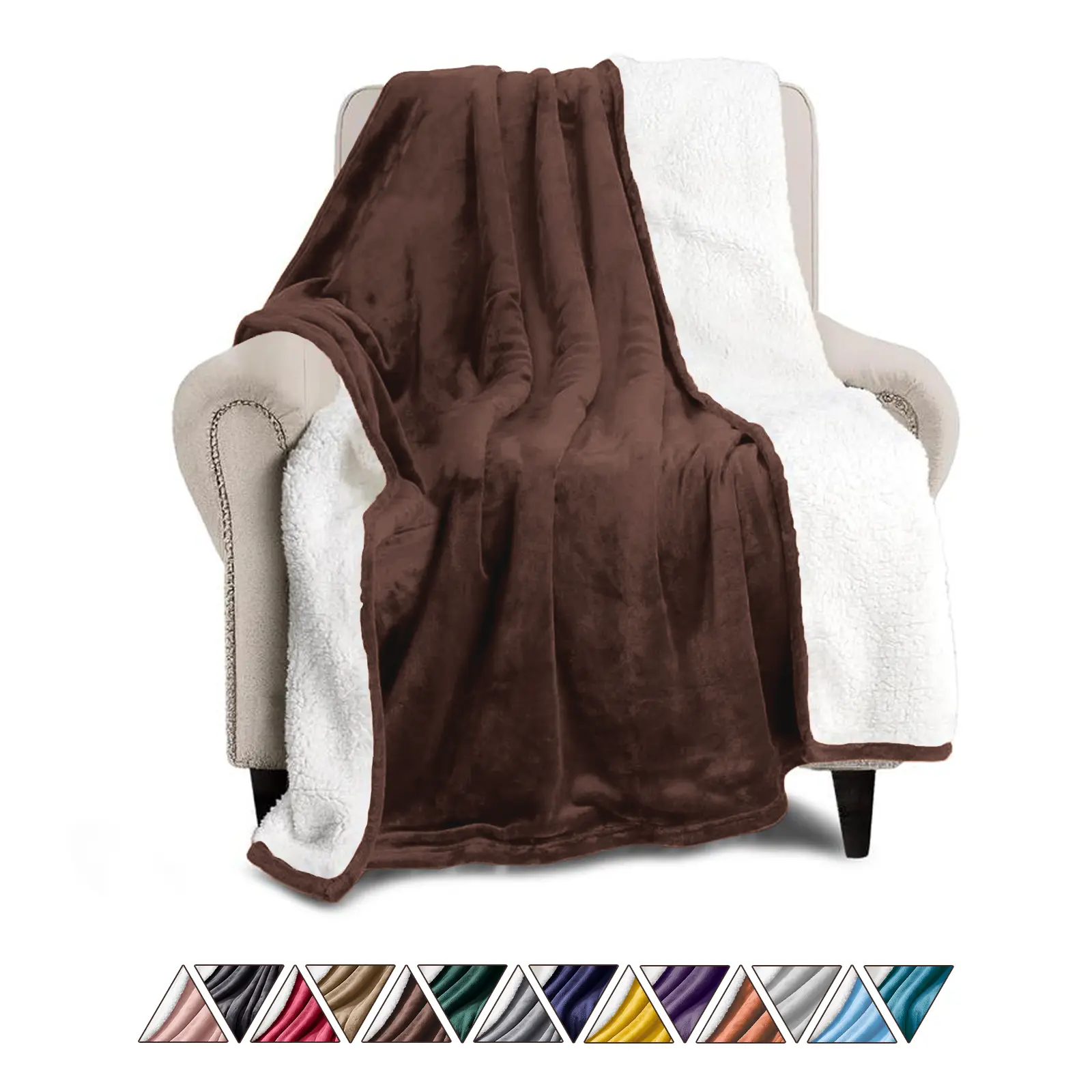 Imperial Homeware Sherpa Fleece Blanket, Dual-Layer 230 GSM Fleece and 180 GSM Sherpa, Warm Lightweight Throw for Bed, Sofa or Travel, Breathable Durable, King Queen Twin Throw Sizes, Easy Care