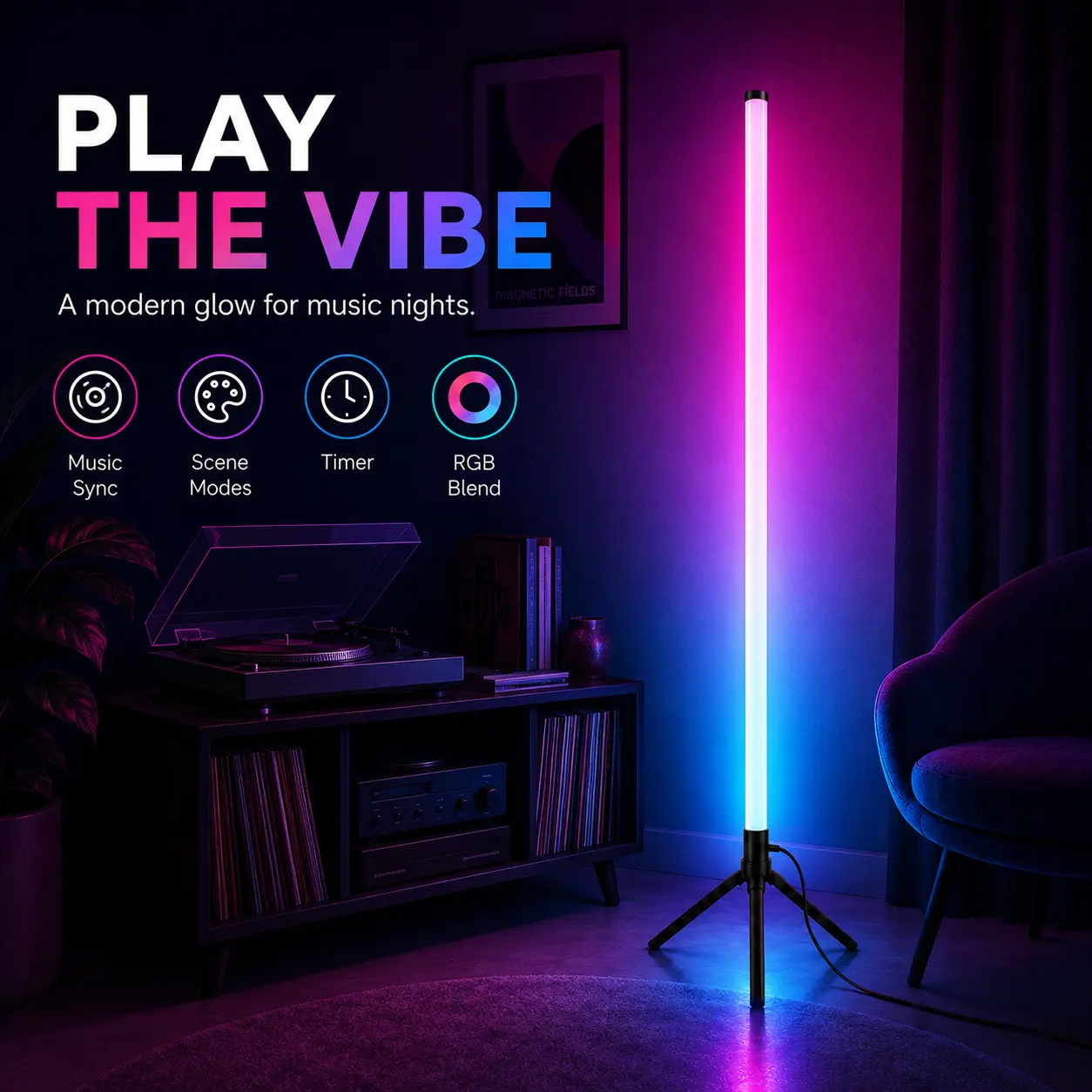 1PC/2PCS RGBIC Corner Floor Lamp, Triangle Base Color Gradient LED Light with App & Remote Control, Adjustable Brightness and Timer for Bedroom, Living Room & Gaming Area