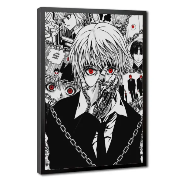 Kurapika Black-White Chain Detail Anime Poster, Hunter x Hunter Inspired Manga Wall Art, Unframed Printed Paper Decor for Bedroom-Gaming Room, Japanese Anime Home Decor Gift