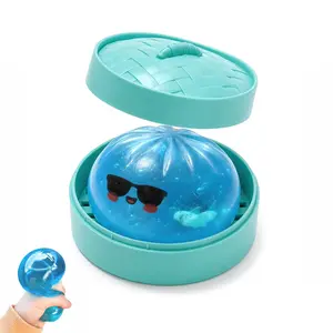 Glitter Cute Face Squishy Stress Ball, TPR Slow Rising Squeeze Fidget Toy, Cool Sunglasses Emoji Squish Ball for Birthday Party Favors, Kids Classroom Prize & Anxiety Relief