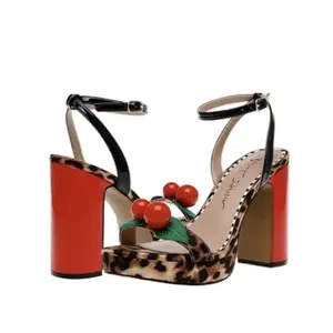 Betsey Johnson Judson Platform Heels - Leopard Print with Cherry Detail Mix & Match Prints Unique Look Women's Shoes Heeled Stylish