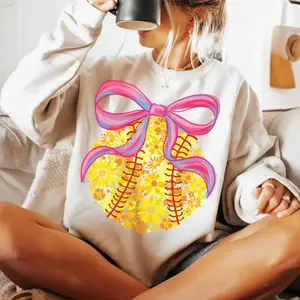 Floral Softball coquette Unisex T-Shirt Pink Coquette Softball Unisex T-Shirt Retro softball mom  Softball Season  Game day touch down Unisex T-Shirt