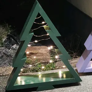 Wooden Christmas tree with lights